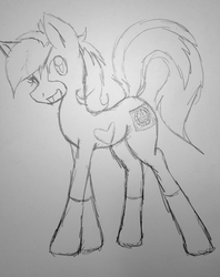 Size: 1616x2037 | Tagged: safe, artist:steelsoul, earth pony, pony, female, grayscale, mare, monochrome, open mouth, pencil drawing, smiling, solo, traditional art