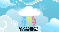 Size: 1334x714 | Tagged: artist needed, source needed, safe, rainbow dash, g4, cloud, cloudy, lightning, madoka runes, pmmm witch, puella magi madoka magica, sky, species swap, witch