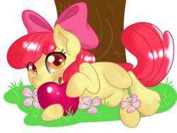 Size: 1600x1200 | Tagged: safe, artist:annakitsun3, apple bloom, earth pony, pony, g4, adorabloom, apple, cute, female, flower, solo