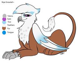 Size: 960x773 | Tagged: safe, artist:meggchan, oc, oc only, oc:skye snowtail, griffon, griffon tales, reference sheet, solo