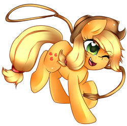 Size: 1280x1276 | Tagged: safe, artist:mixipony, applejack, earth pony, pony, g4, cute, female, heart eyes, jackabetes, lasso, one eye closed, open mouth, simple background, solo, white background, wingding eyes, wink