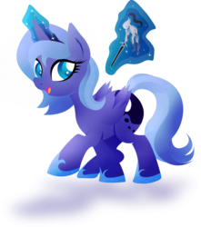 Size: 1386x1570 | Tagged: safe, artist:rariedash, princess luna, alicorn, pony, g4, artorias, cutie mark, female, filly, foal, glowing horn, hooves, horn, levitation, lineless, magic, open mouth, solo, telekinesis, wings, woona, younger