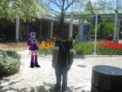 Size: 960x720 | Tagged: safe, artist:caliazian, artist:theblackmanbrony, twilight sparkle, human, equestria girls, g4, can, cellphone, equestria girls in real life, grounds, irl, light post, photo, shadow, sign, tree, vector