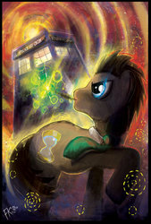 Size: 400x593 | Tagged: safe, artist:francisco-k, doctor whooves, time turner, g4, epic, male, solo, tardis, traditional art