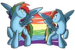 Size: 1000x663 | Tagged: safe, artist:nolycs, rainbow dash, g4, rainbow blitz, rule 63, self ponidox