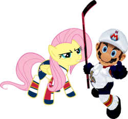 Size: 868x807 | Tagged: safe, artist:fjojr, fluttershy, pony, g4, florida panthers, hockey, looking at you, male, mario, nhl, super mario bros.