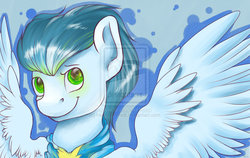 Size: 1024x647 | Tagged: safe, artist:heather-west, soarin', g4, male, solo