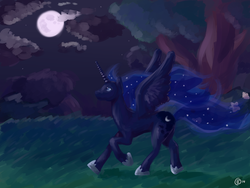 Size: 2000x1500 | Tagged: safe, artist:frikitty, princess luna, g4, female, moon, solo