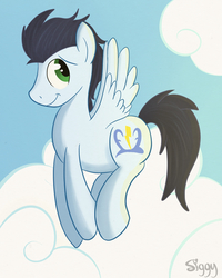 Size: 2775x3474 | Tagged: safe, artist:siggyderp, soarin', pegasus, pony, g4, cloud, cloudy, male, solo, stallion