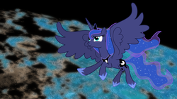 Size: 1920x1080 | Tagged: safe, princess luna, g4, female, flying, moon, solo, wallpaper