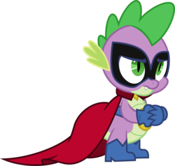 Size: 5900x5620 | Tagged: safe, artist:90sigma, spike, dragon, g4, power ponies (episode), absurd resolution, boots, cape, clothes, gloves, humdrum costume, male, mask, power ponies, shoes, simple background, solo, transparent background, vector