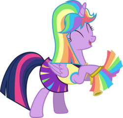 Size: 5720x5480 | Tagged: safe, artist:90sigma, twilight sparkle, alicorn, pony, g4, rainbow falls, ^^, absurd resolution, bipedal, cheerleader, cheerleader sparkle, clothes, cute, eyes closed, female, happy, mare, open mouth, rearing, simple background, smiling, solo, transparent background, twilight sparkle (alicorn), vector