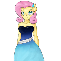 Size: 4000x4000 | Tagged: safe, artist:lisa400, fluttershy, anthro, g4, clothes, dress, female, solo