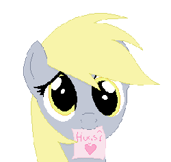 Size: 300x285 | Tagged: safe, artist:tomdantherock, derpy hooves, pegasus, pony, g4, animated, bronybait, cute, derpabetes, ear flick, female, hug, hug request, mare, solo, underp