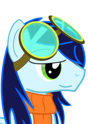 Size: 744x1052 | Tagged: source needed, safe, artist:longct18, soarin', pegasus, pony, g4, clothes, goggles, male, portrait, scarf, simple background, solo, stallion, transparent background, wonderbolts
