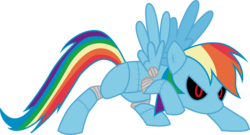 Size: 3028x1636 | Tagged: safe, artist:frankleonhart, edit, rainbow dash, pony, robot, robot pony, g4, female, metal dash, rainbot dash, roboticization, simple background, solo, transparent background, vector