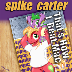 Size: 959x959 | Tagged: safe, artist:frist44, big macintosh, spike, earth pony, pony, g4, aaron carter, album cover, basketball, fluffy, male, parody, ponified, ponified album cover, rap, shaquille o'neal, stallion