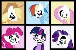 Size: 402x267 | Tagged: safe, applejack, fluttershy, pinkie pie, rainbow dash, rarity, twilight sparkle, g4, insane clown posse, mane six, meme