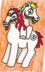 Size: 788x1265 | Tagged: dead source, safe, artist:jloucherrystar, pony, duo, insane clown posse, ponified, simple background, smiling, traditional art