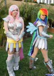 Size: 1475x2048 | Tagged: safe, artist:ladymella, fluttershy, rainbow dash, human, g4, cosplay, irl, irl human, photo