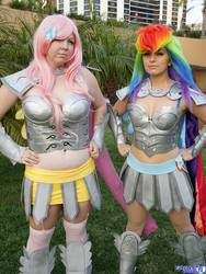 Size: 1544x2048 | Tagged: safe, artist:ladymella, fluttershy, rainbow dash, human, g4, cosplay, irl, irl human, photo