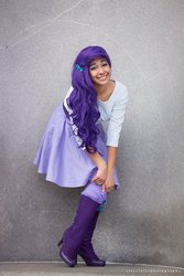Size: 784x1176 | Tagged: safe, rarity, human, equestria girls, g4, blouse, boots, clothes, cosplay, covering, high heel boots, high heels, irl, irl human, looking at you, photo, shoes, skirt, solo