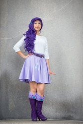 Size: 640x960 | Tagged: safe, rarity, human, equestria girls, g4, belt, blouse, boots, clothes, cosplay, high heel boots, high heels, irl, irl human, looking up, photo, shoes, skirt, solo