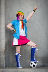 Size: 640x960 | Tagged: safe, artist:drowninginrice, rainbow dash, human, equestria girls, g4, cosplay, irl, irl human, photo, solo