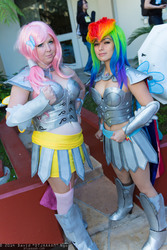 Size: 1365x2048 | Tagged: safe, artist:ladymella, fluttershy, rainbow dash, human, g4, cosplay, irl, irl human, photo