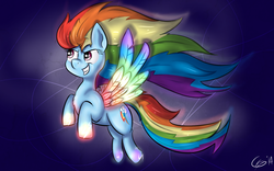 Size: 1734x1080 | Tagged: safe, artist:cuckooparty, rainbow dash, g4, colored wings, female, multicolored wings, rainbow power, rainbow wings, solo