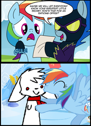 Size: 571x795 | Tagged: safe, artist:madmax, nightshade, rainbow dash, g4, clothes, costume, crack shipping, dash's little secret, exploitable meme, meme, moridash, shadowbolts, shadowbolts costume