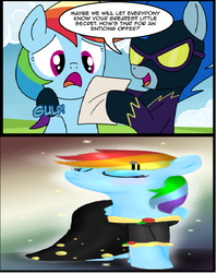 Size: 636x798 | Tagged: safe, nightshade, rainbow dash, g4, clothes, costume, dash's little secret, exploitable meme, meme, rainbow dash always dresses in style, shadowbolts, shadowbolts costume