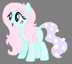 Size: 527x469 | Tagged: safe, artist:xbubblyteax, oc, oc only, earth pony, original species, pony, augmented tail, candytail, food, marshmallow, pastel, solo