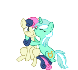 Size: 956x864 | Tagged: safe, artist:eddiekitty2008, bon bon, lyra heartstrings, sweetie drops, earth pony, pony, unicorn, g4, cheek kiss, female, kissing, lesbian, mare, ship:lyrabon, shipping, simple background, transparent background