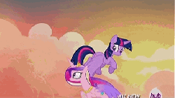 Size: 432x242 | Tagged: safe, screencap, princess cadance, twilight sparkle, alicorn, pony, tatzlwurm, g4, three's a crowd, all new, animated, female, fetish fuel, flapping, flying, hub logo, hubble, mare, nose in the air, sisters-in-law, tentacles, the hub, twilight sparkle (alicorn), yelling