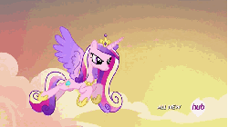 Size: 576x324 | Tagged: safe, screencap, princess cadance, twilight sparkle, alicorn, pony, g4, three's a crowd, animated, crown, female, flying, hoof shoes, hub logo, hubble, jewelry, mare, regalia, sisters-in-law, the hub, tiara, twilight sparkle (alicorn)