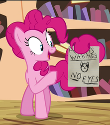 Size: 717x810 | Tagged: safe, pinkie pie, g4, my little pony: friendship is magic, three's a crowd, exploitable meme, female, meme, pinkie's exciting flyer, slendermane, slenderpony, solo