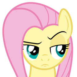 Size: 6000x6000 | Tagged: safe, artist:byteslice, fluttershy, g4, three's a crowd, .svg available, absurd resolution, female, simple background, solo, transparent background, unamused, unconvinced applejack, vector