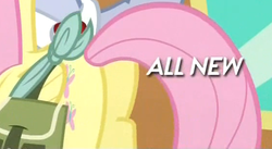 Size: 560x307 | Tagged: safe, screencap, fluttershy, pony, g4, three's a crowd, all new, butt, clothes, explorer outfit, female, flutterbutt, mare, plot, solo
