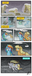 Size: 2400x5669 | Tagged: safe, artist:lolepopenon, applejack, derpy hooves, lyra heartstrings, rainbow dash, twilight sparkle, alicorn, earth pony, pegasus, pony, g4, blizzard, comic, female, mare, snow, snowfall, twilight sparkle (alicorn), weather