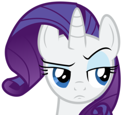 Size: 6628x6000 | Tagged: safe, artist:byteslice, rarity, g4, three's a crowd, .svg available, absurd resolution, bust, disapproval, doubt, female, simple background, smug, solo, suspicious face, transparent background, unconvinced applejack, vector