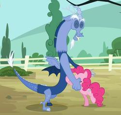 Size: 691x659 | Tagged: safe, screencap, discord, pinkie pie, g4, three's a crowd, blue flu, out of context