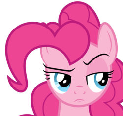 Size: 6365x6000 | Tagged: safe, artist:byteslice, pinkie pie, g4, three's a crowd, absurd resolution, disapproval, female, simple background, solo, suspicious face, transparent background, unconvinced applejack, vector