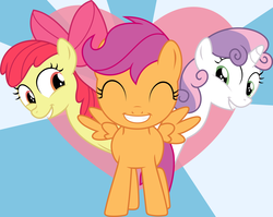 Size: 5000x3989 | Tagged: safe, artist:darknisfan1995, apple bloom, scootaloo, sweetie belle, flight to the finish, g4, cutie mark crusaders, hearts as strong as horses, vector