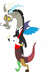 Size: 5000x7424 | Tagged: safe, artist:darknisfan1995, discord, draconequus, g4, absurd resolution, butler, clothes, cufflinks, facial hair, gloves, male, moustache, necktie, simple background, solo, tailcoat, transparent background, tuxedo, vector, vest