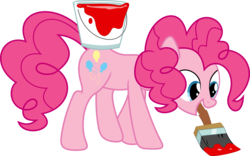 Size: 5000x3127 | Tagged: safe, artist:darknisfan1995, pinkie pie, g4, bucket, cute, diapinkes, female, high res, mouth hold, paint, paintbrush, simple background, solo, transparent background, vector