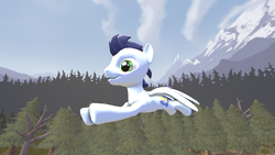 Size: 3840x2160 | Tagged: safe, artist:percytechnic, soarin', pegasus, pony, g4, 3d, flying, male, solo, source filmmaker, stallion