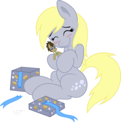 Size: 5000x5043 | Tagged: safe, artist:darknisfan1995, artist:dubstepbrony4life, derpy hooves, doctor whooves, time turner, pegasus, pony, g4, absurd resolution, blushing, doll, female, mare, ship:doctorderpy, shipping, simple background, solo, straight, transparent background, vector