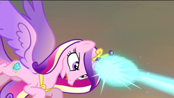 Size: 1920x1080 | Tagged: safe, edit, screencap, princess cadance, alicorn, pony, g4, three's a crowd, angry, female, magic, magic blast, mare, solo