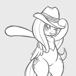 Size: 2400x2400 | Tagged: safe, artist:vulapa, fluttershy, pony, g4, bipedal, clothes, explorer outfit, female, monochrome, solo